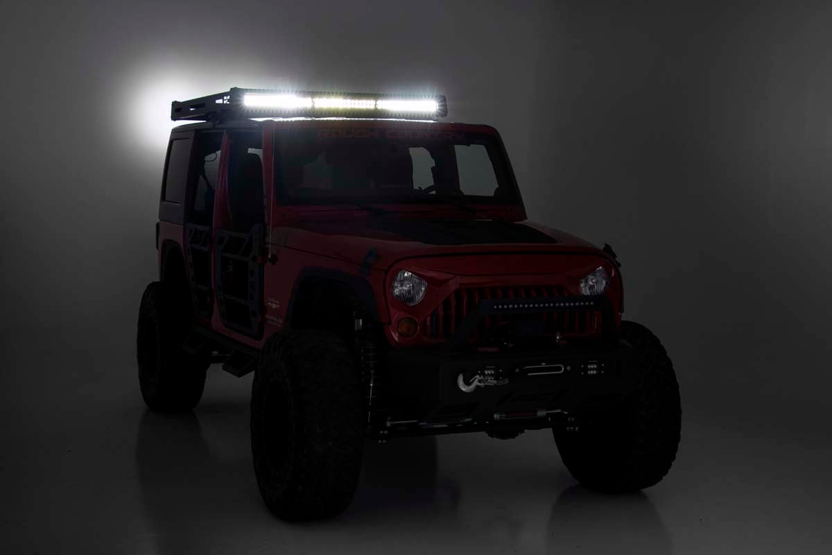 Rough Country Jeep Roof Rack System w/Black-Series LED Lights 07-18 JK 10615