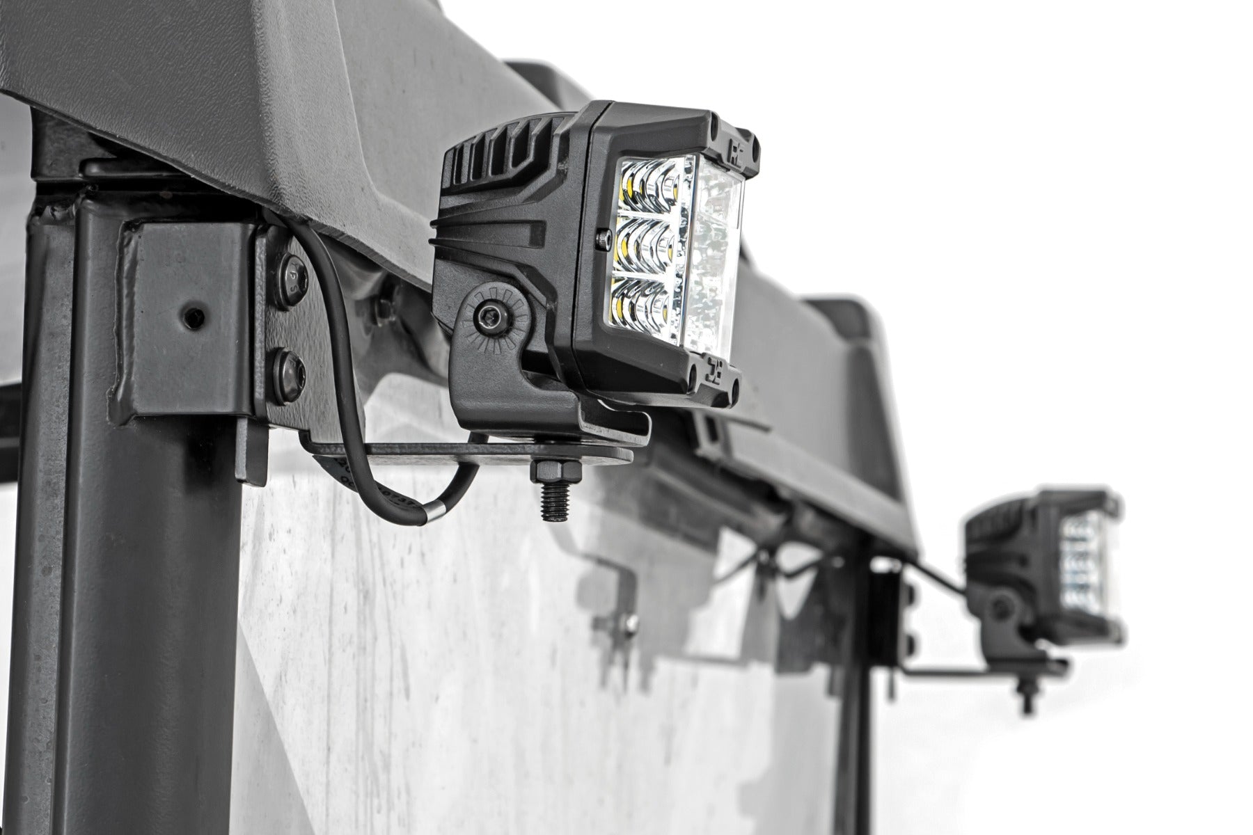Rough Country LED Light RR Cage Mount 2" Black Spots Polaris Ranger 13-21 93143