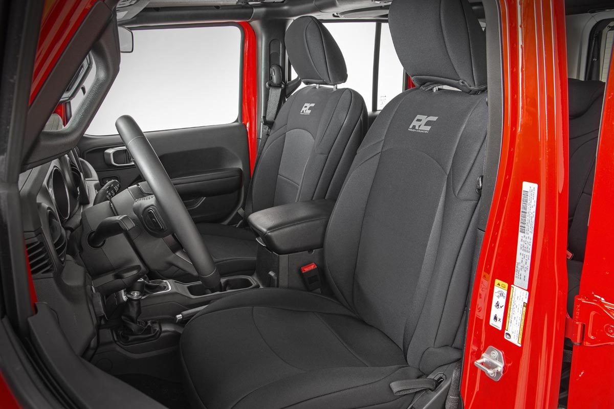 Rough Country Neoprene Seat Cover Set Black for Jeep Wrangler JL 18-26 91020