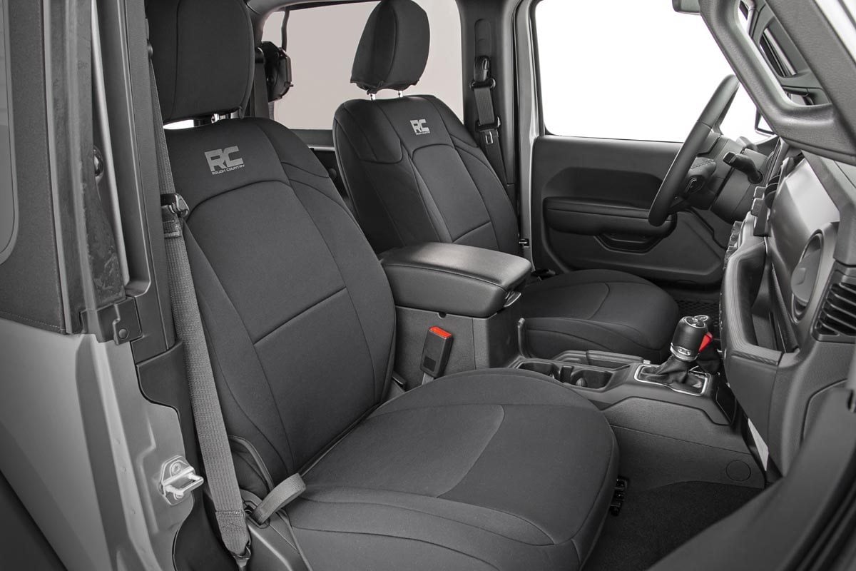 Rough Country Neoprene Seat Cover Set Black for Jeep Wrangler JL 18-26 91020
