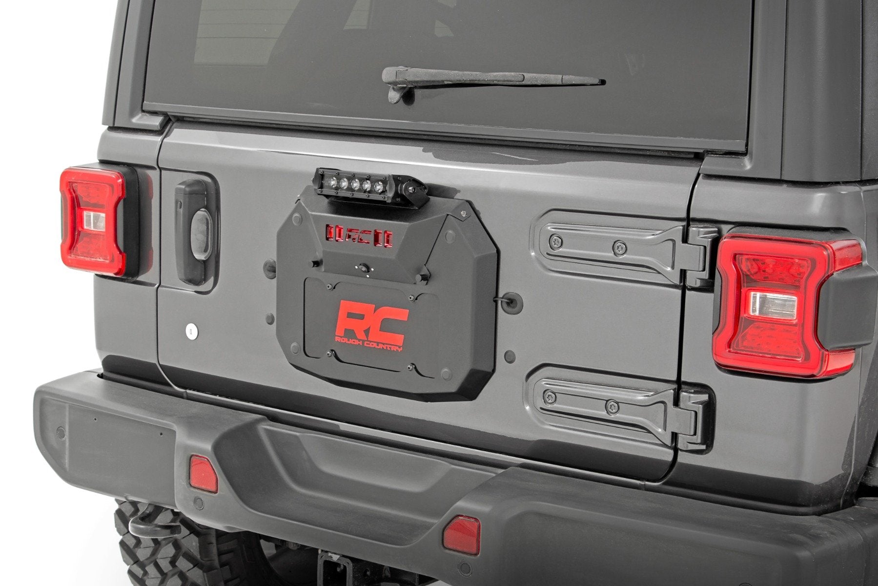 Rough Country Jeep Spare Tire Delete Kit w/8in Black Series LED 18-20 JL 10584