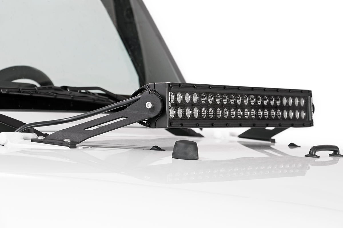 Rough Country 20-inch LED Hood Mounts Jeep Wrangler JK 07-18 (NO Lights) 70533