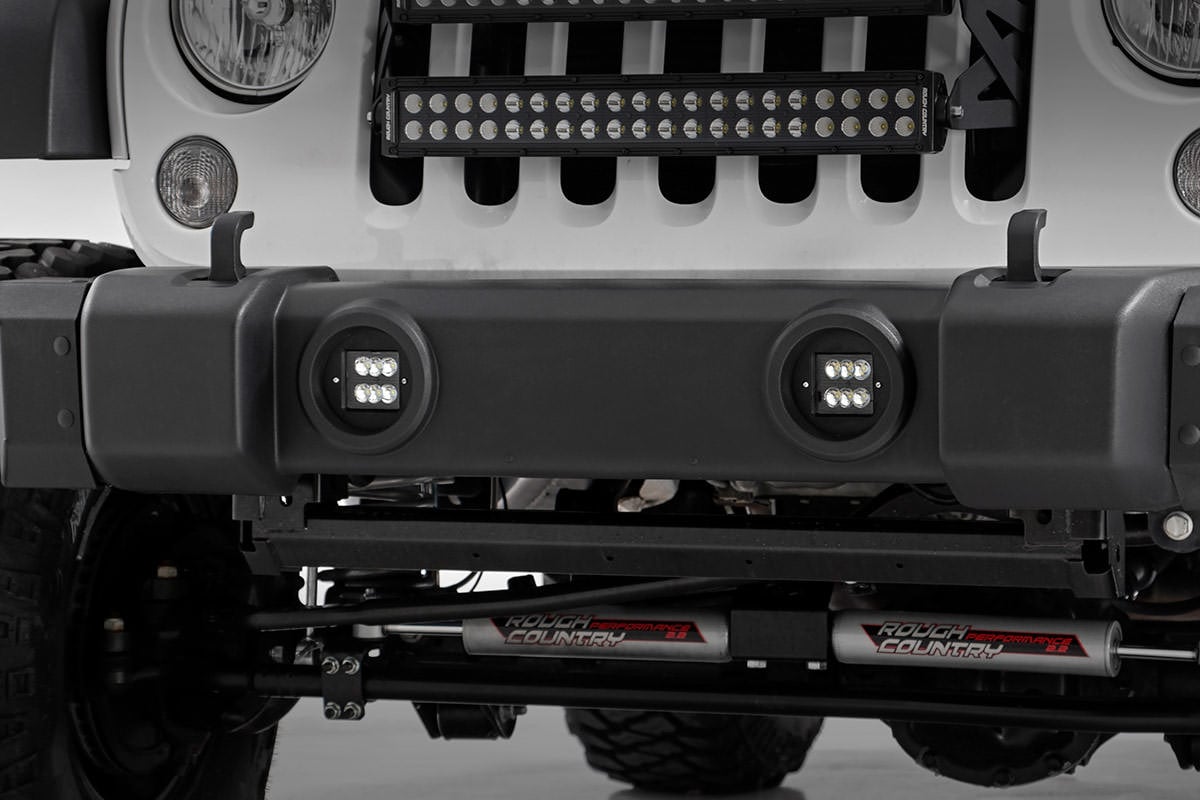 Rough Country 2-inch Cree LED Fog Light Kit Black Series 10-18 Wrangler JK 70630