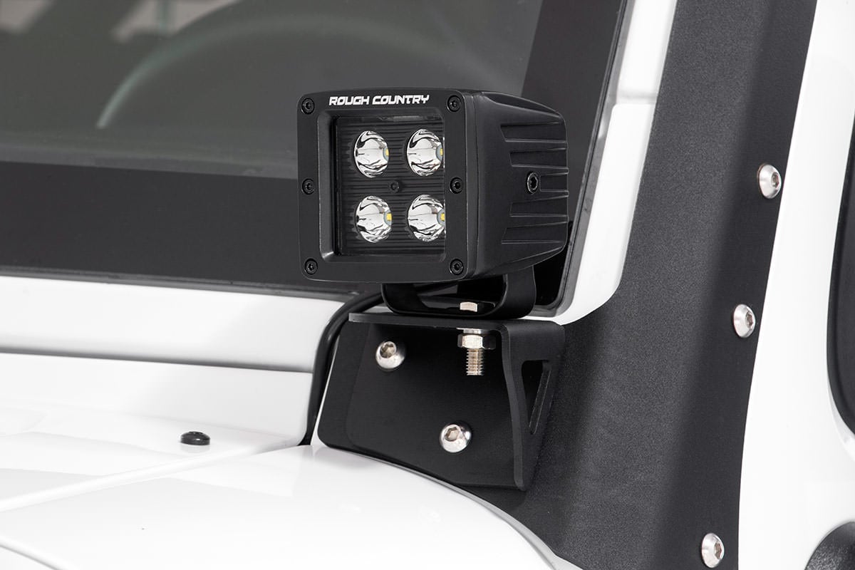 Rough Country Lower Windshield Light Mounts Wrangler JK 07-18 (NO Lights) 70044