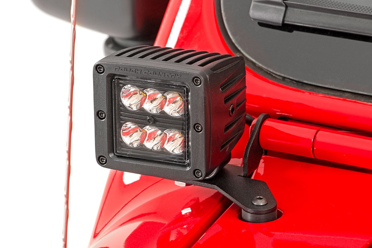 Rough Country 2" LED Lower Windshield Kit Wrangler JL Gladiator Blk-Series 70052DRL