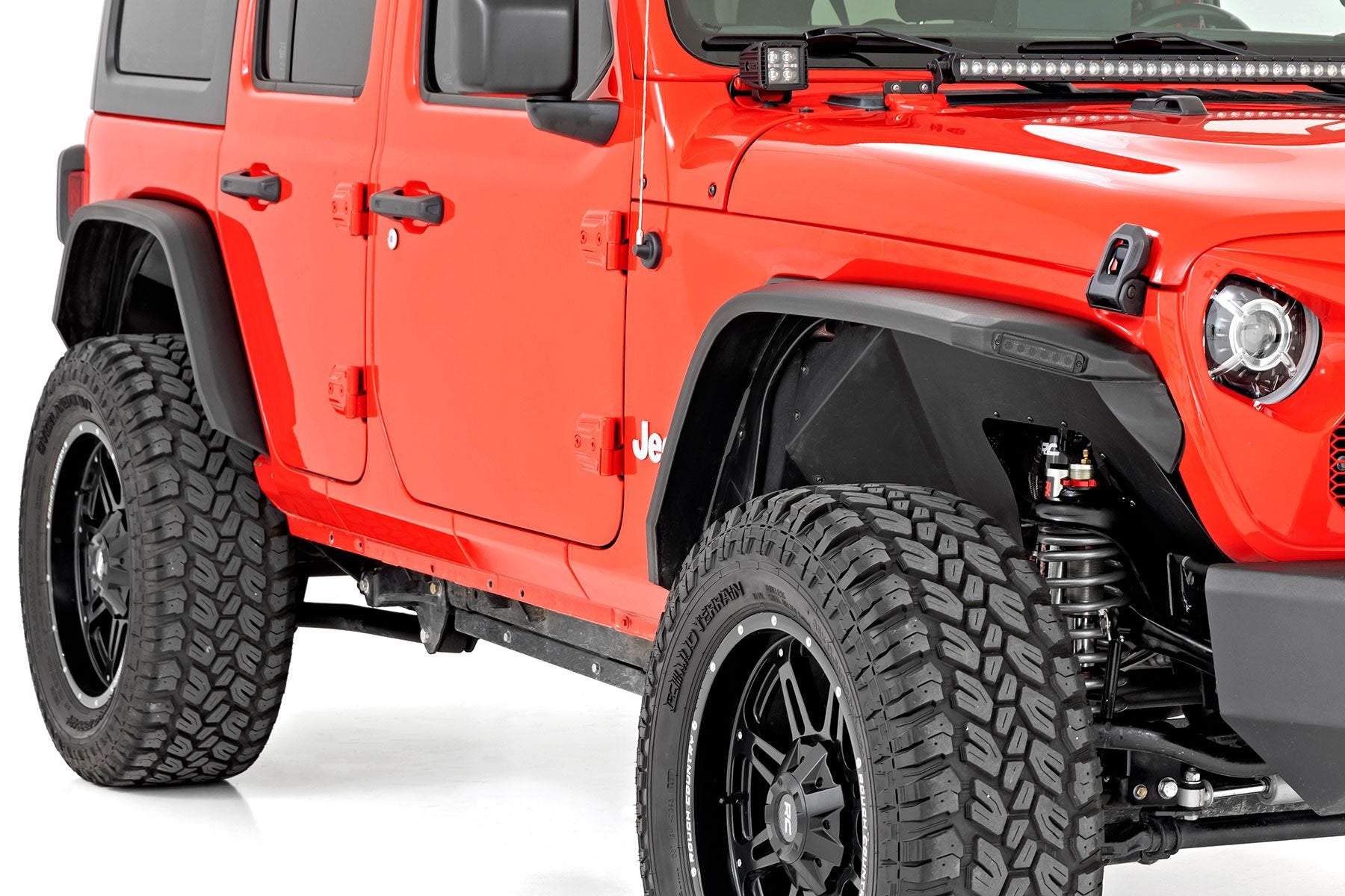 Rough Country Flat Fender Flare Kit Jeep Wranger JL 18-23 w/ LED UV Treated 99036