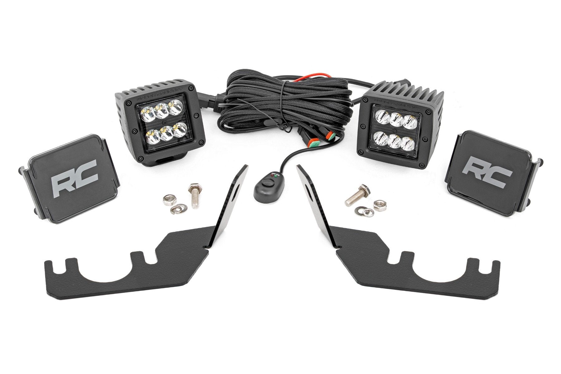 Rough Country LED Light Rear Mount 2" Black Pair Spot Kawasaki Teryx 94006