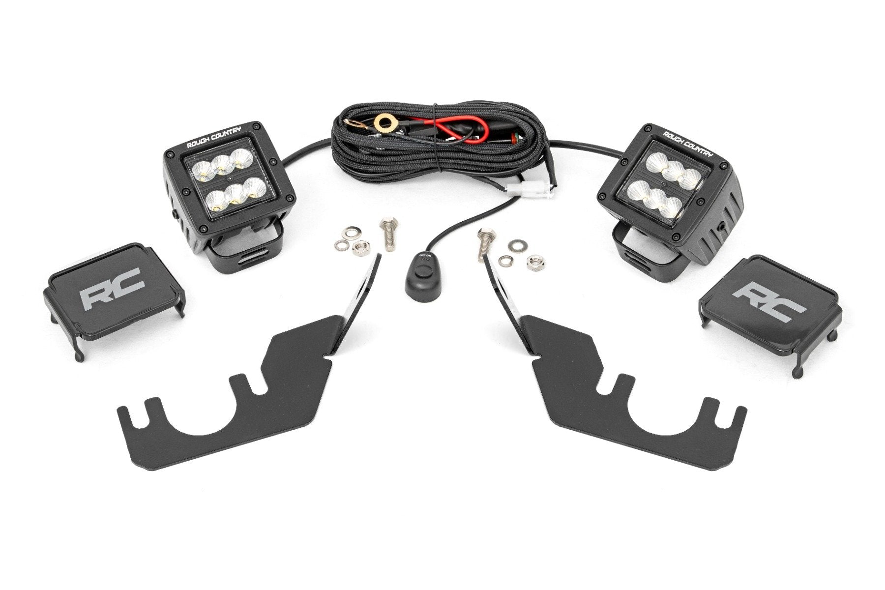 Rough Country LED Light Rear Mount 2" Black Pair Flood Kawasaki Teryx 94007