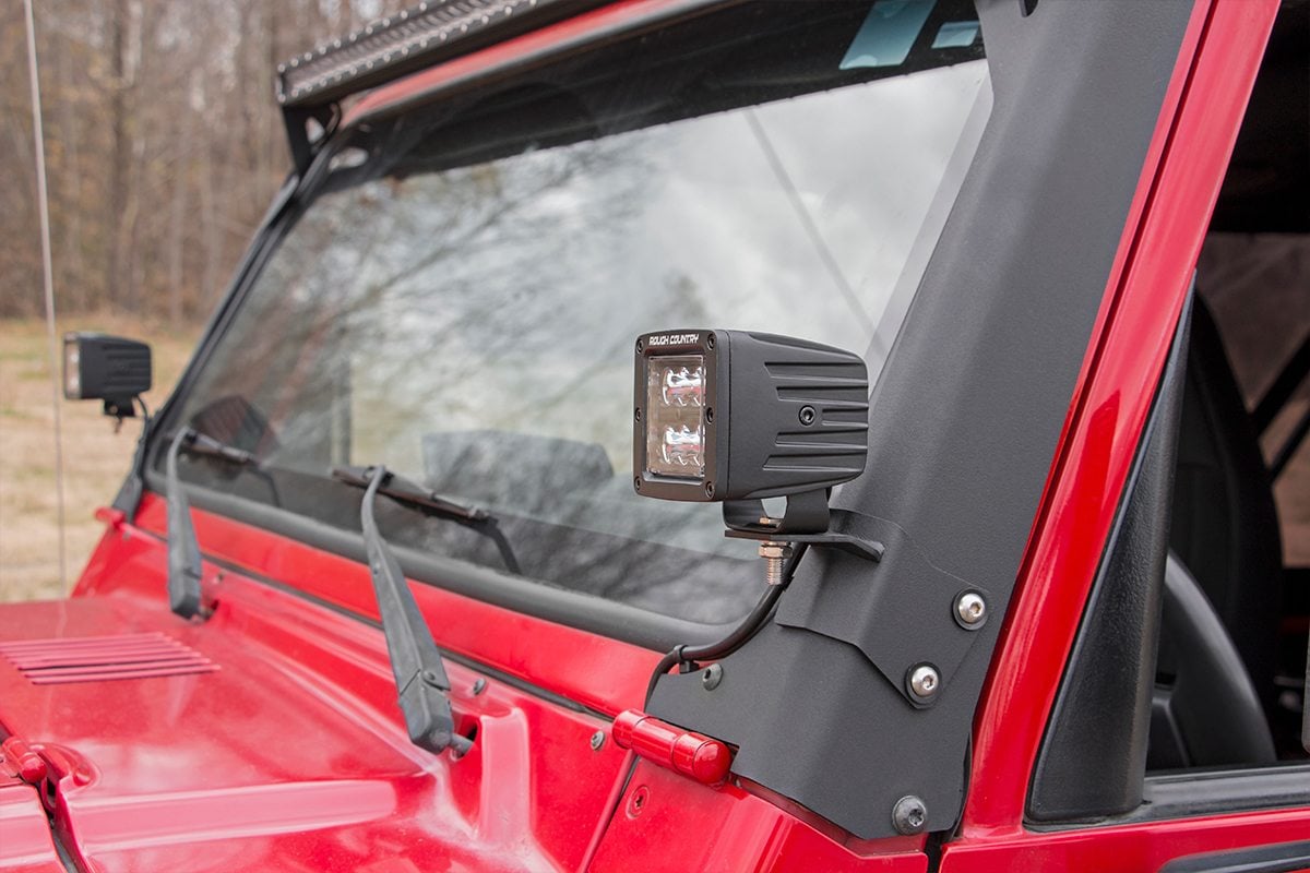 Rough Country Lower A-Pillar Light Mounts Jeep Wrangler TJ 97-06 (NO Lights) 70046