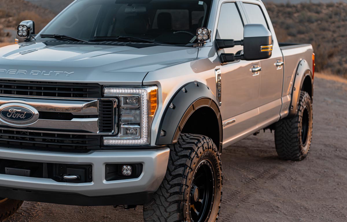 Rough Country Defender Fender Flares G1 Absolute Black for Ford F250/F350 17-22 A-F21112-G1