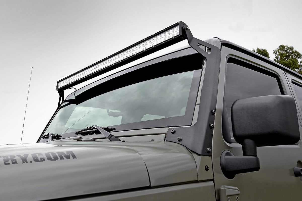 Rough Country Jeep 50" Light Bar Kit w/50in BLK Ser LED Light 07-18 Wrangler 70504BL