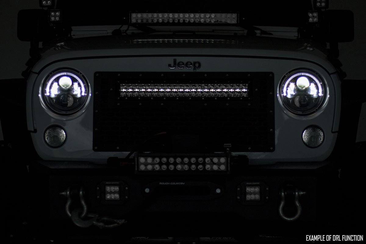 Rough Country Ford Mesh Grille 30in Dual Row Black LED w/Amb RL 15-17 F-150 70193BDA