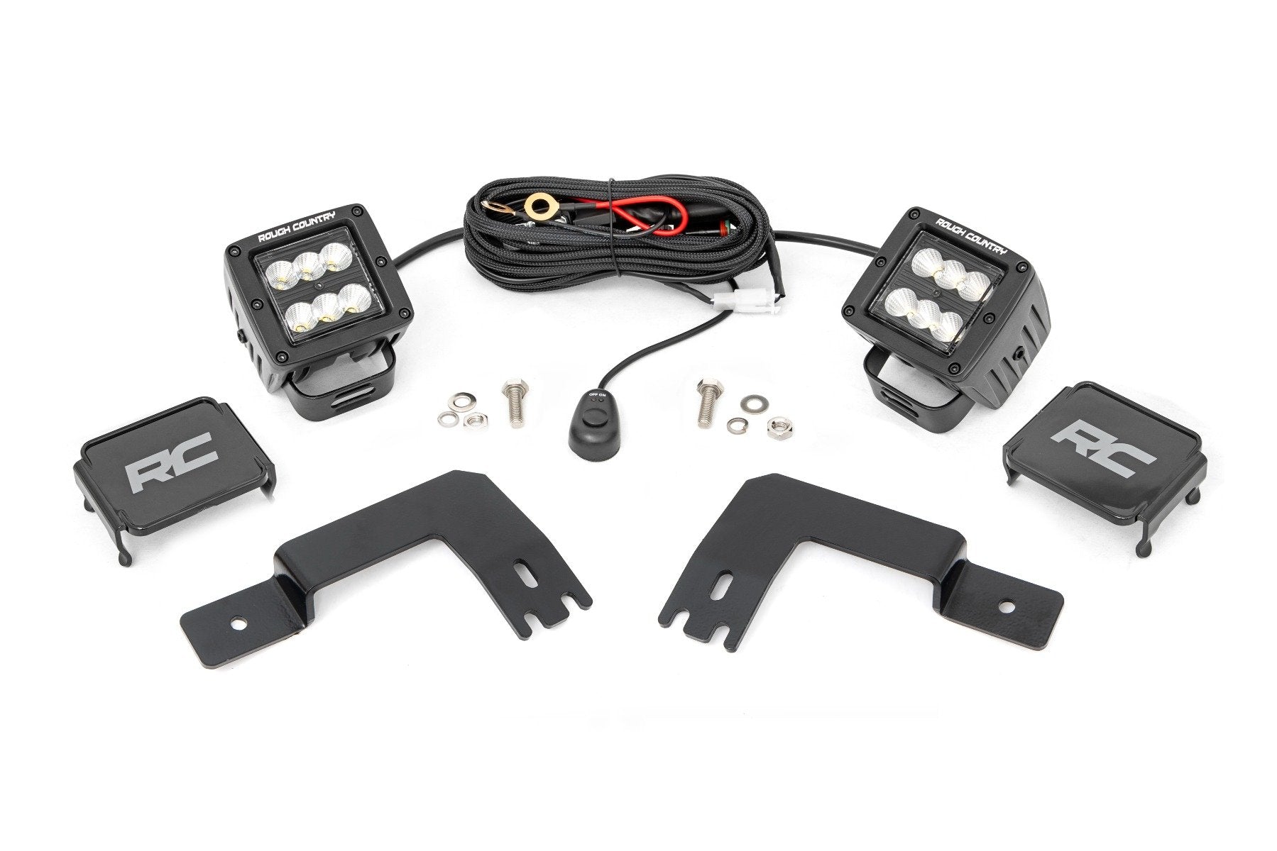 Rough Country LED Light Under Bed Mount 2" Black Pair Flood for Polaris XPEDITION ADV 5 93188