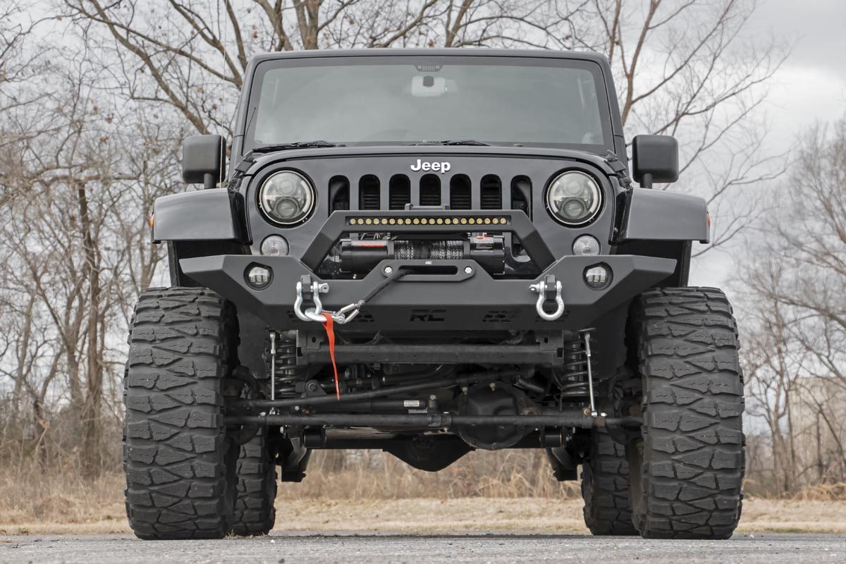 Rough Country Jeep Full Width Front LED Winch HD Bumper JK, JL, Gladiator JT 10596