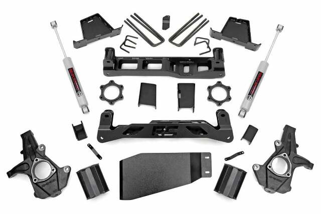 Rough Country 7.5in GM Suspension Lift Kit Strut Spacer 07-13 1500 PU