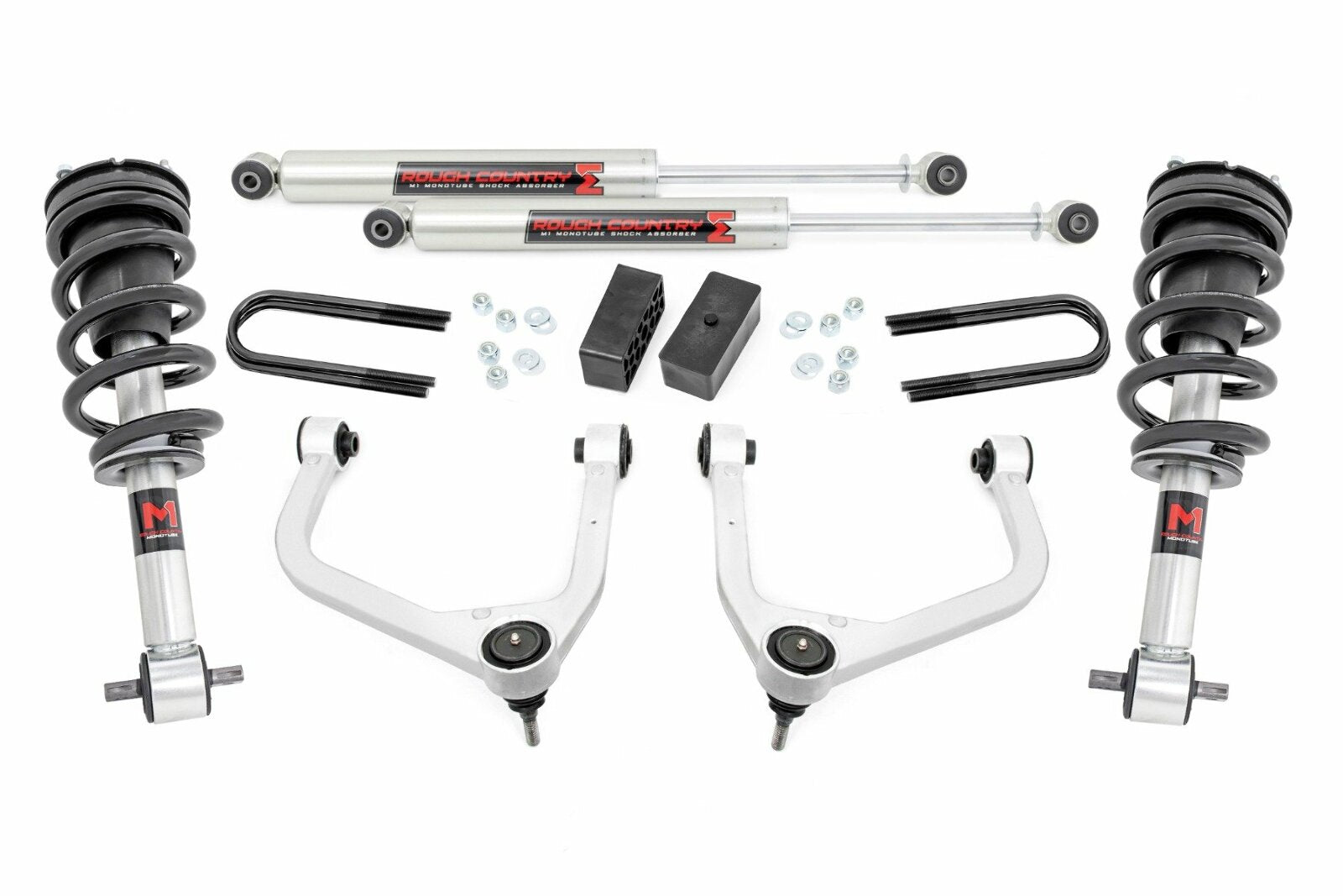 Rough Country 3.5" Lift Kit Mono Leaf Rear M1 Struts GMC Sierra 1500 19-22 -1