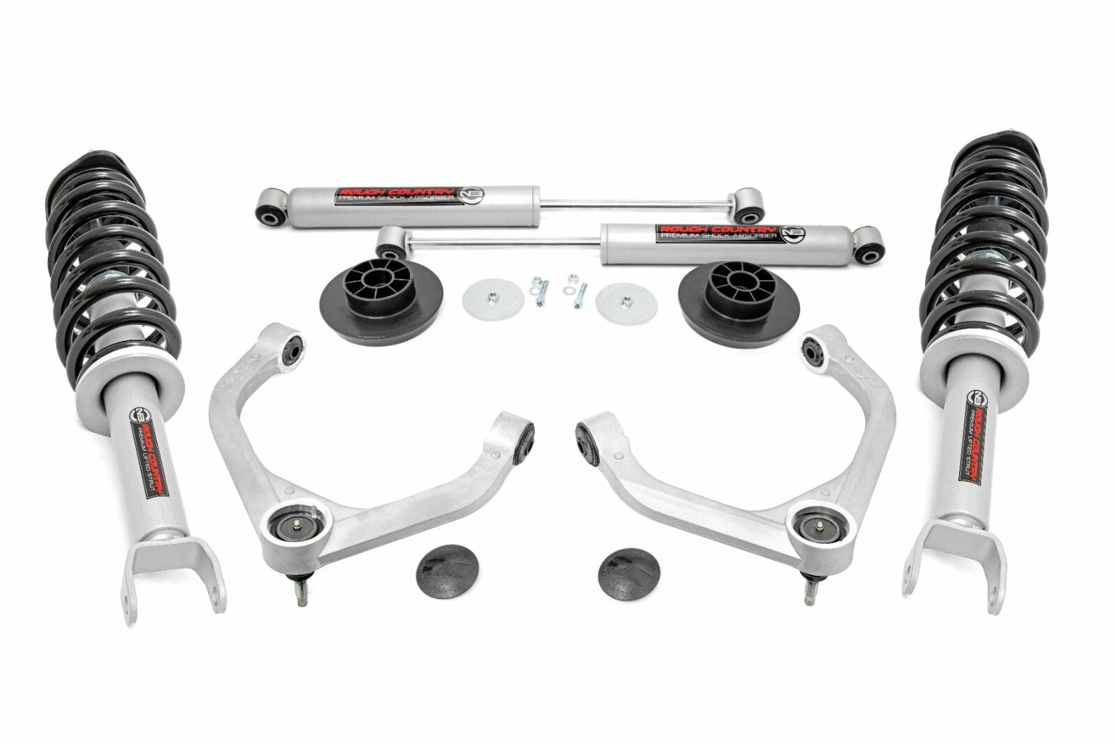 Rough Country 3" For Dodge/RAM 1500 Bolt-On Lift Kit w/N3 & Rear Shock 12-18 -1