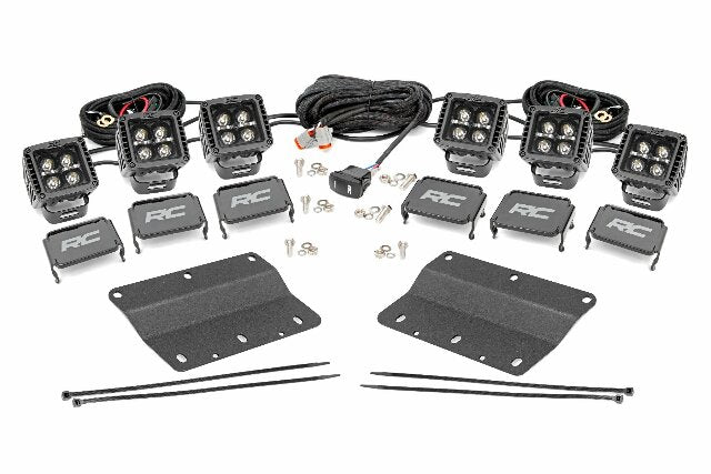 LED Fog Mount Triple 2" Black Pair Amber DRL Ford Bronco 21-22