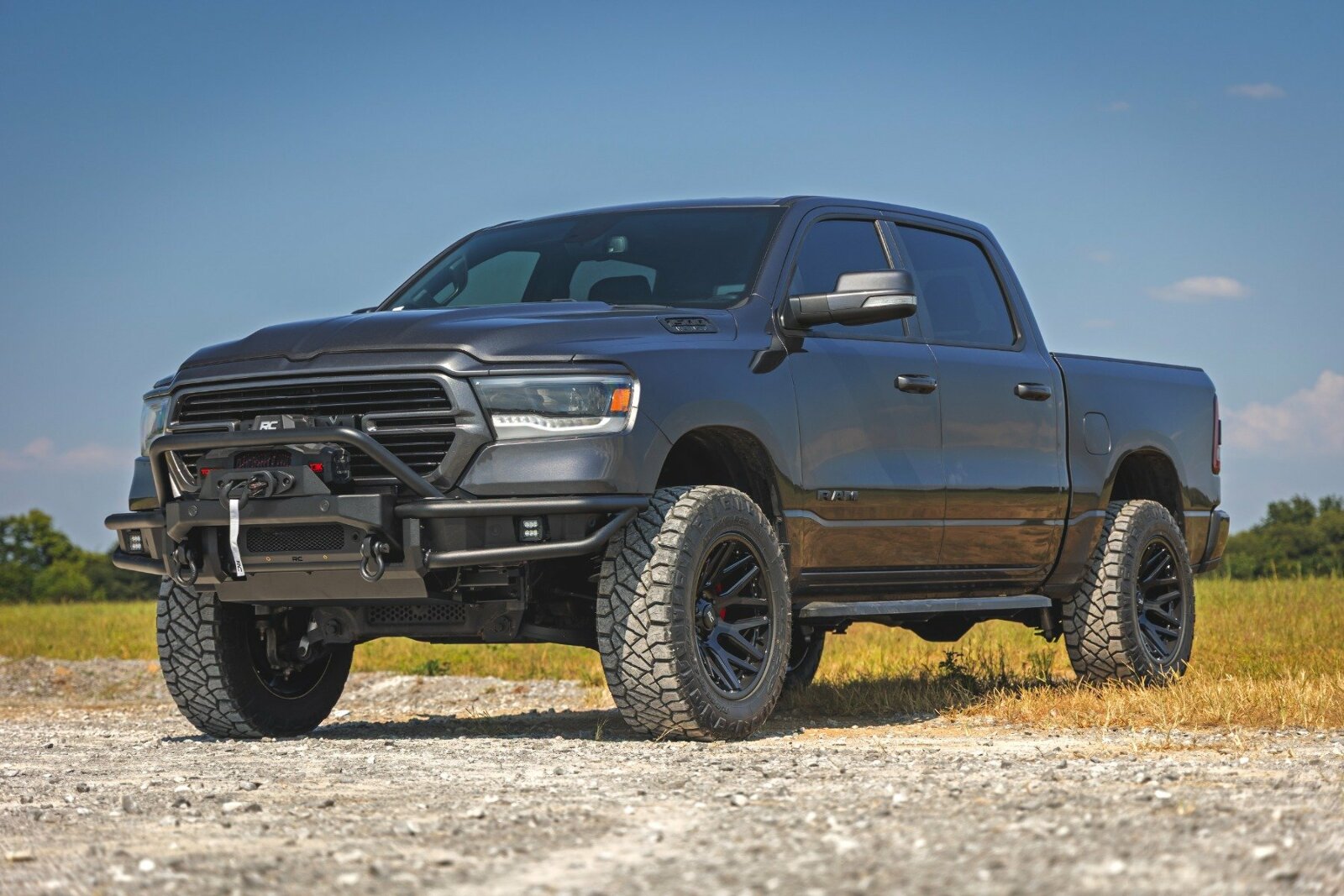 Rough Country Front Bumper Tubular Winch Mount for Ram 1500 19-24