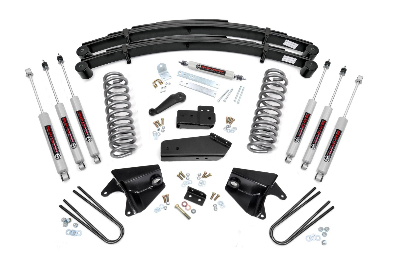 Rough Country 4" Lift Kit Quad Frt Shocks Rear Springs for Ford F-150 4WD 80-96 -1