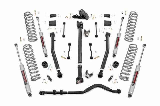 Rough Country 3.5" Lift Kit Stage 2 Coils Adj Arms 18-20 for Wrangler JL-2 dr 62830