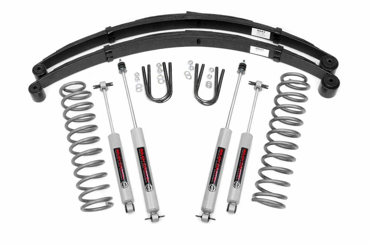 Rough Country 3" Lift Kit w/Full Leaf Packs Shocks for Cherokee XJ 84-01 -1