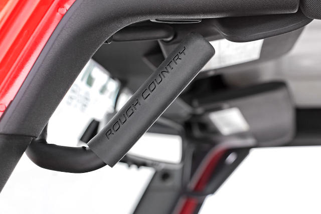 Jeep Front Solid Steel Grab Handles 07-18 Wrangler JK Black -4