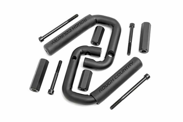 Jeep Front Solid Steel Grab Handles 07-18 Wrangler JK Black -1