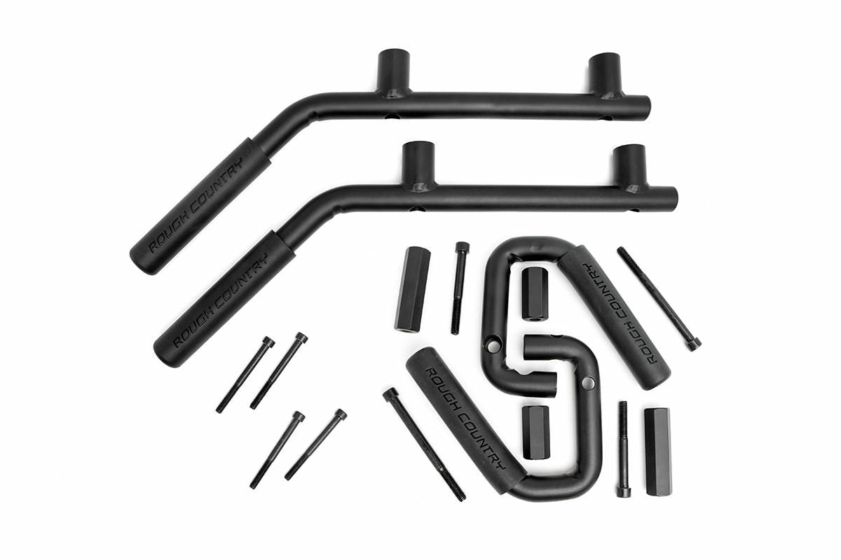Rough Country Jeep Solid Steel Grab Handle Set 07-18 Wrangler JK Black 6503