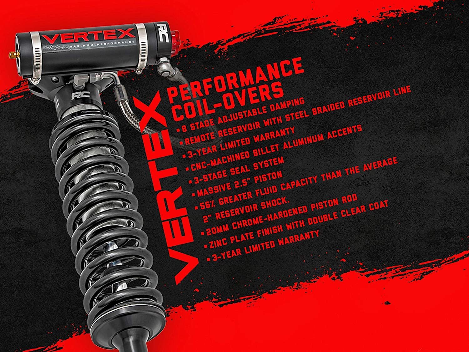 Rough Country Dodge Front Vertex Coilovers 12-18 Ram 1500 for 6" Lifts -3