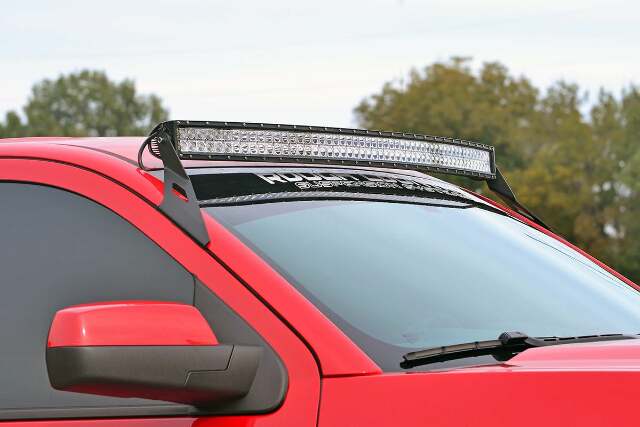 GM 54" Curved LED Light Bar Upper Windshield Mounts 14-18 1500 PU 70514