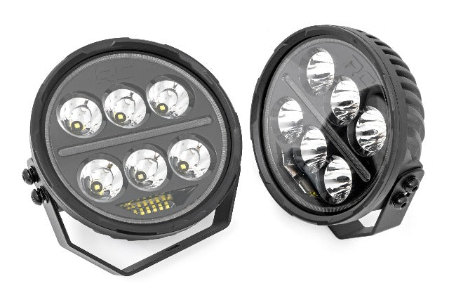 Rough Country Black Series Halo LED Light Pair | White/Amber DRL | 6.5" | Round 70805B