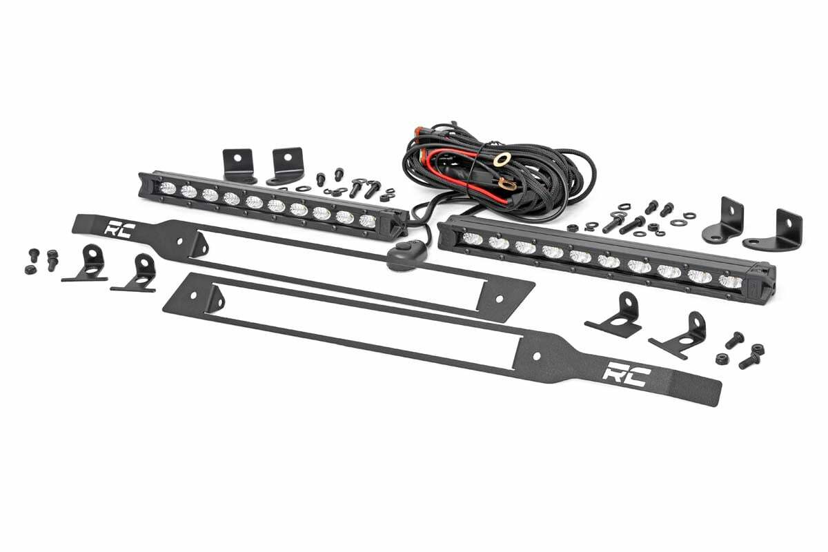 Rough Country Chevy Dual 10in LED Grille Kit Black Series 19-22 Silverado 1500 70817
