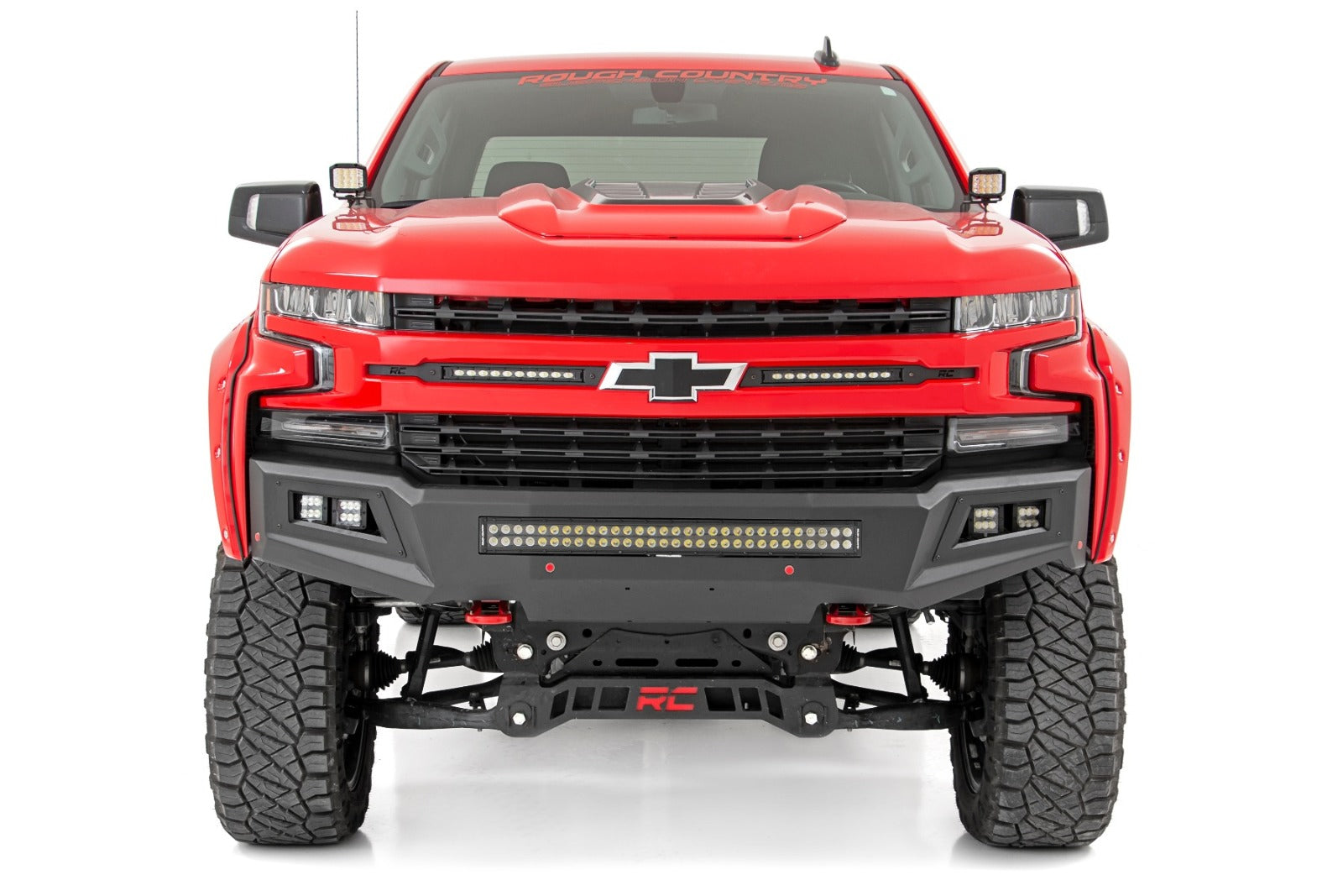 Rough Country Chevy 2" LED Windshield Kit Black Series Amber DRL 19-20 Silverado 70844