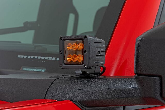 2" Black Series LED Light Pods Spot Amber Square 70903A