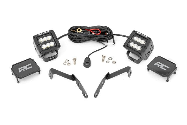 LED Light Ditch Mount 2" Black Pair Flood Chevy 1500 2007-2013 -1