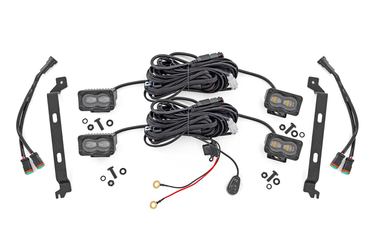 Rough Country LED Fog Lights 3x1.75" Black Series Slim for Toyota Tacoma 24-26 72119