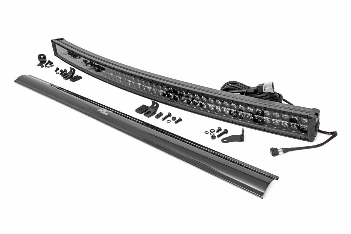 Rough Country 50" Curved Cree LED Light Bar Dual Row Black Series w/White DRL 72950BD