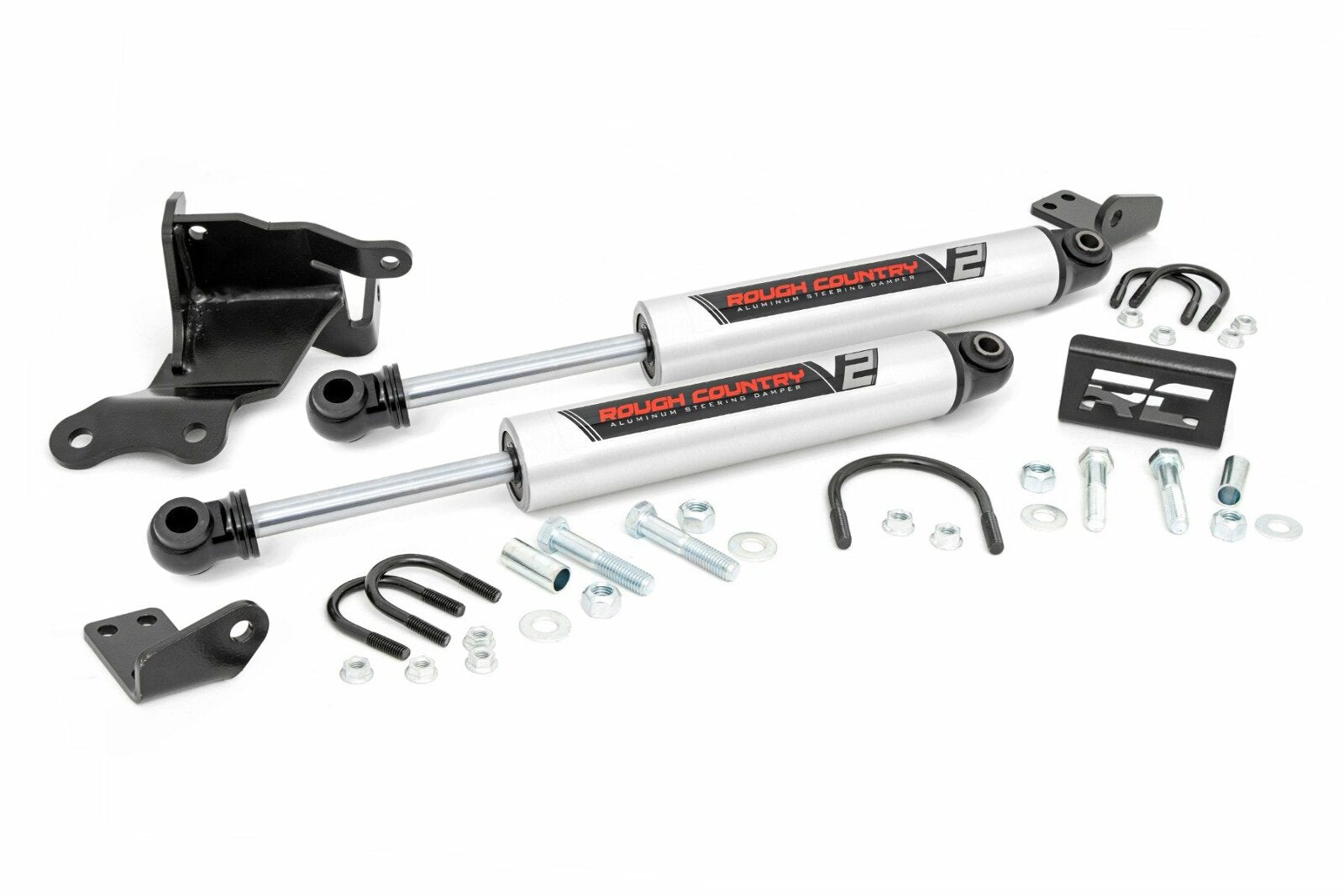 Rough Country Dual V2 Steering Stabilizer for Jeep Wrangler JL Gladiator JT 18+ -1