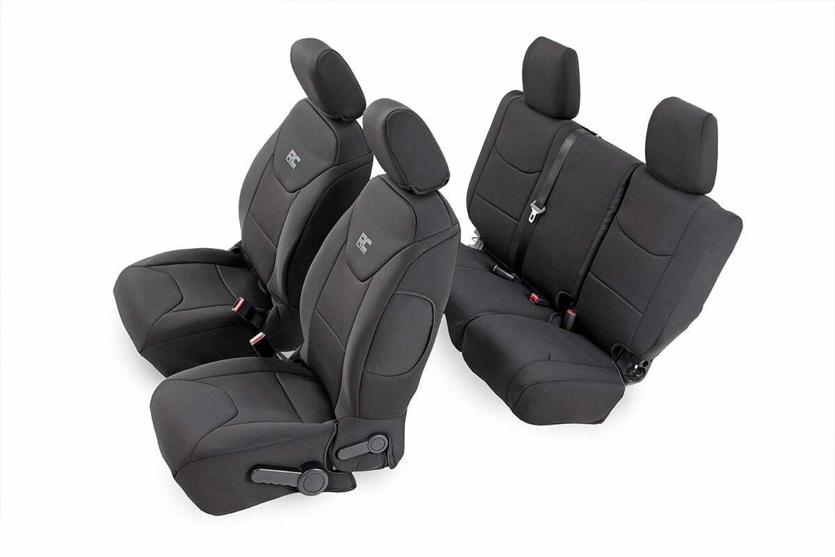 Rough Country Neoprene Seat Cover Set Black 11-12 Wrangler JK Unlimited 91003