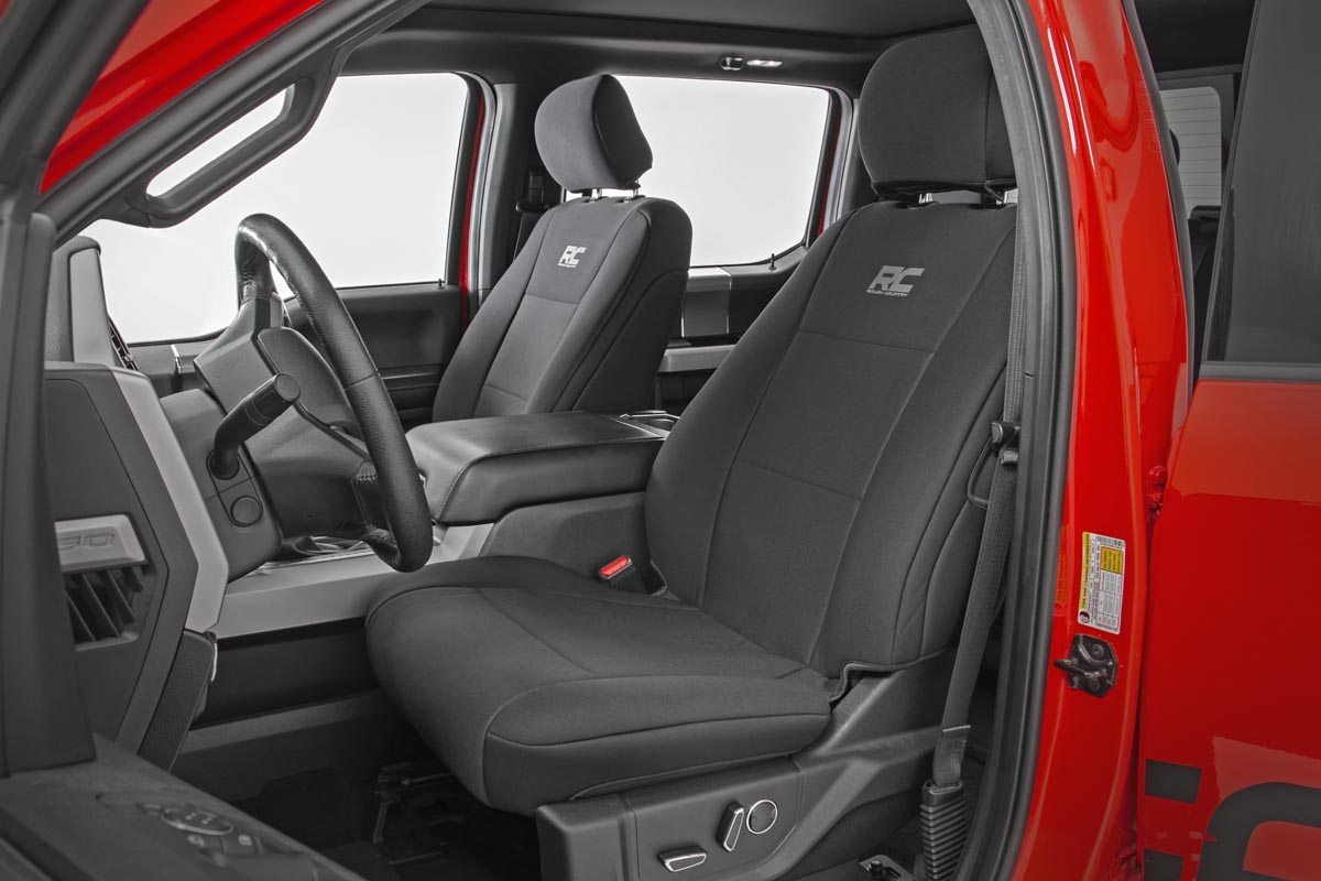 Rough Country F/R Seat Cover Blk Ford 15-20 F-150/17-20 17+ F250/350 91018