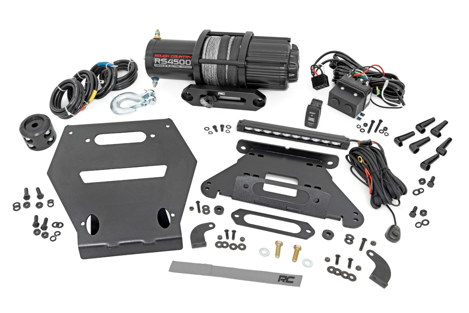 Rough Country Winch Mount /RS4500S 10" Black SlimlineLED Polaris RZR Pro R 22-24 92063