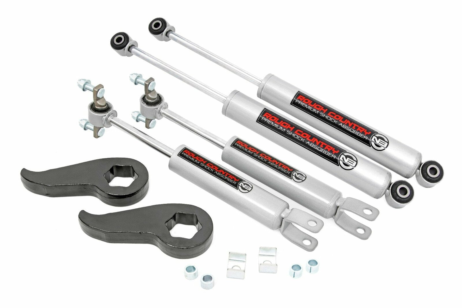 Rough Country 1.5-2in GM Leveling Kit Bar Keys Front N3 Shocks 11-19 2500/3500HD 959331