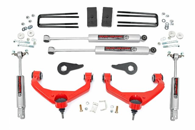 Rough Country 3.5" Lift Kit w/ Overloads Chevy/GMC 2500/3500HD 11-19 97530RED