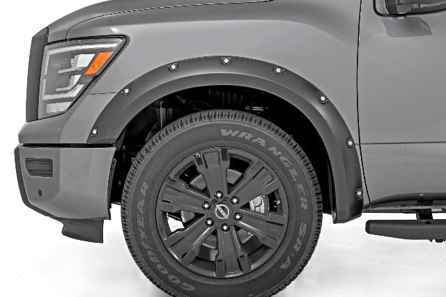 Fender Flares Nissan Titan 17-23 Crew Cab NO Emblem Glos Black -3