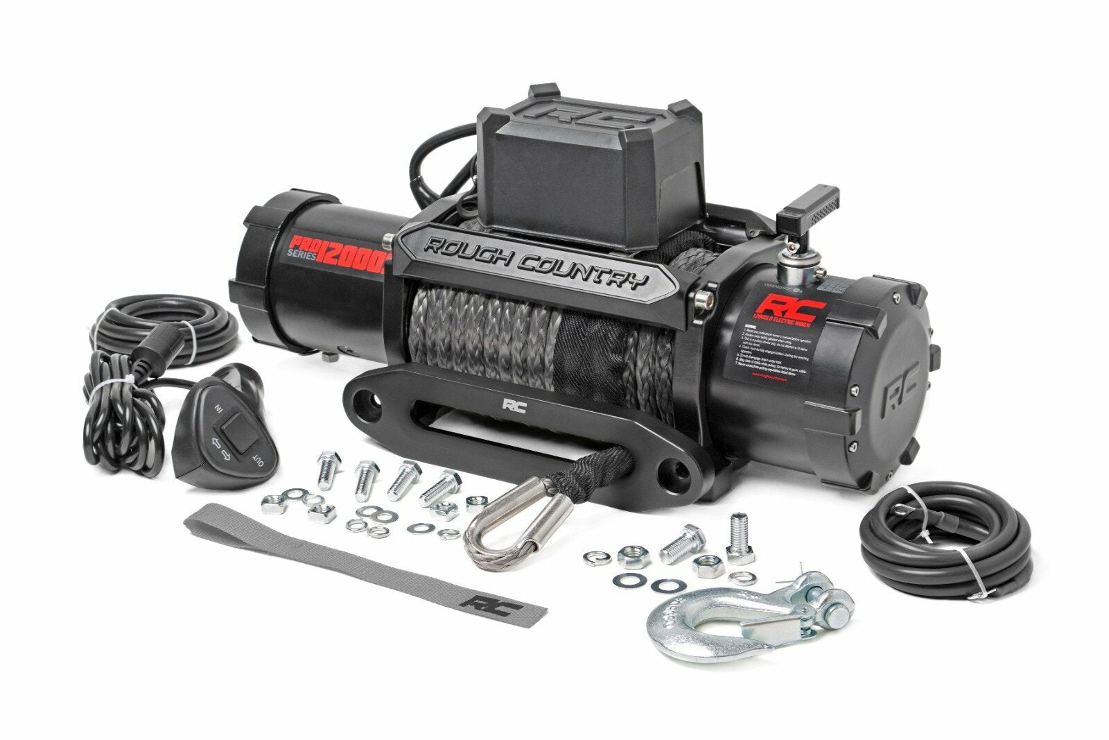 Rough Country 12000lb Pro Series Electric Winch Synthetic Rope PRO12000S