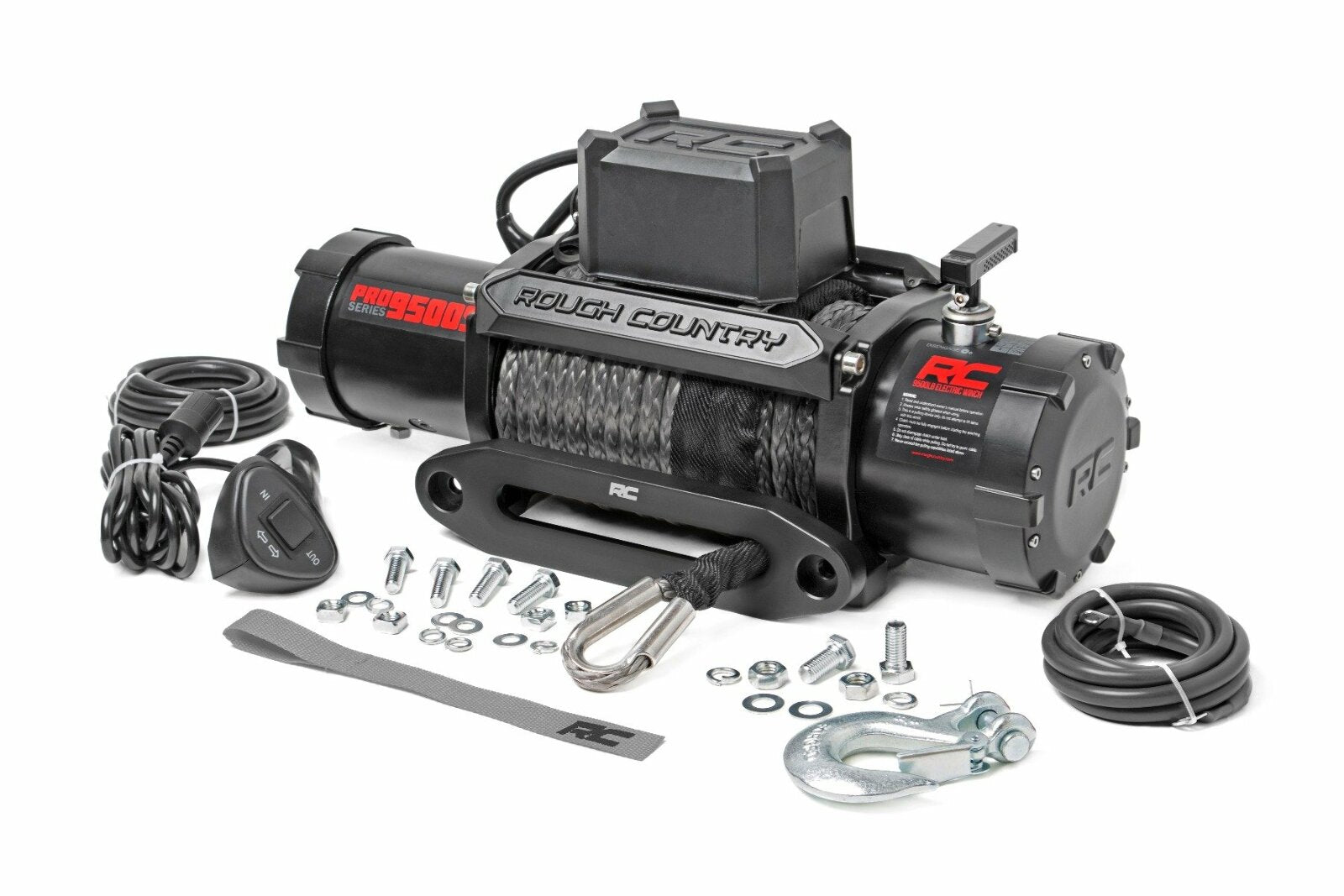 Rough Country 9500lb Pro Series Electric Winch Synthetic Rope PRO9500S