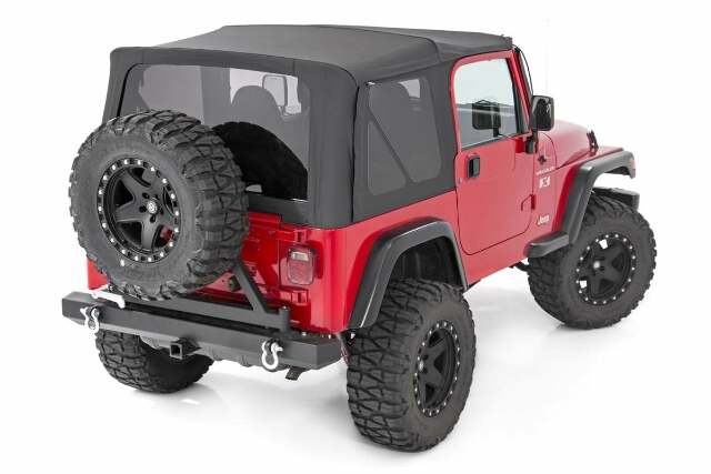 Wrangler YJ Replacement Soft Top Black 87-95-Half Steel Doors -1