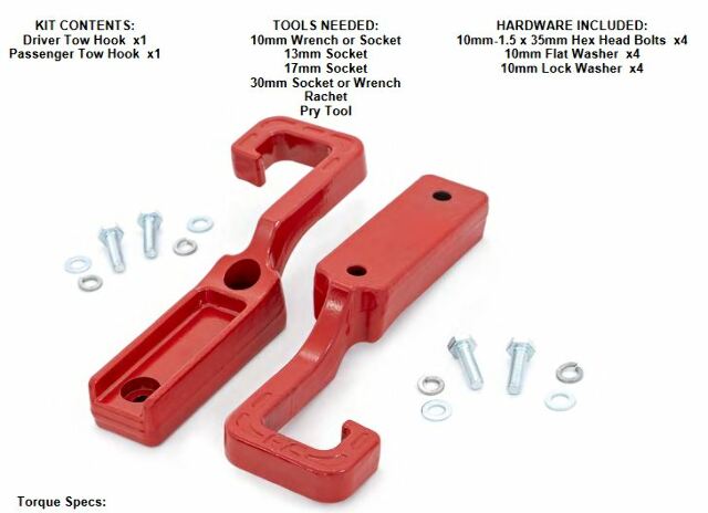 Forged Tow Hooks 15-22 Grand Cherokee WK2 Red RS133