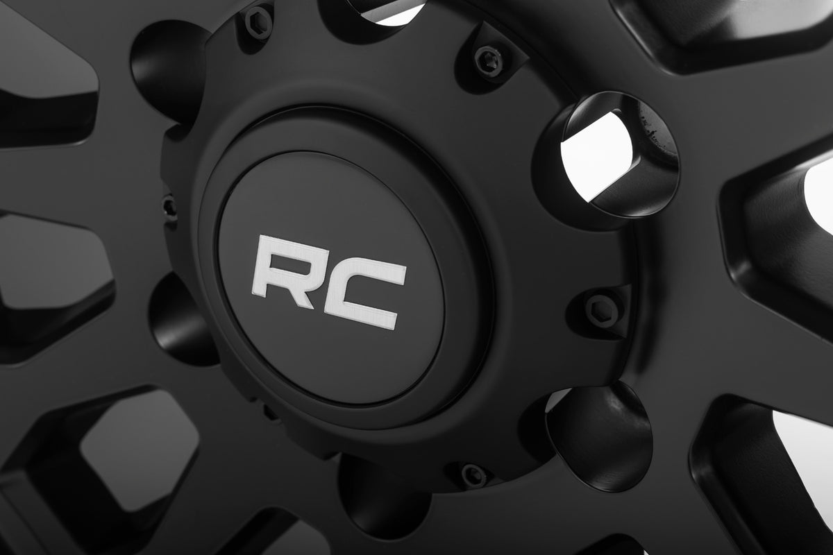 Rough Country 87 Series Wheel Simulated Beadlock Black/Machined 17x8.5 6x5.5 0mm 87170912BA